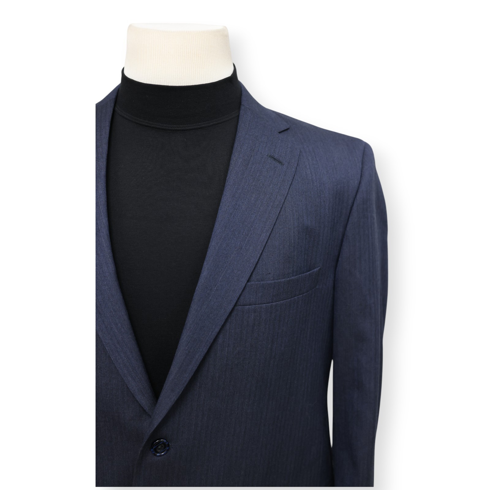 TOM JAMES CORPORATE IMAGE mens blue HERRINGBONE sport coat jacket blazer 44 L