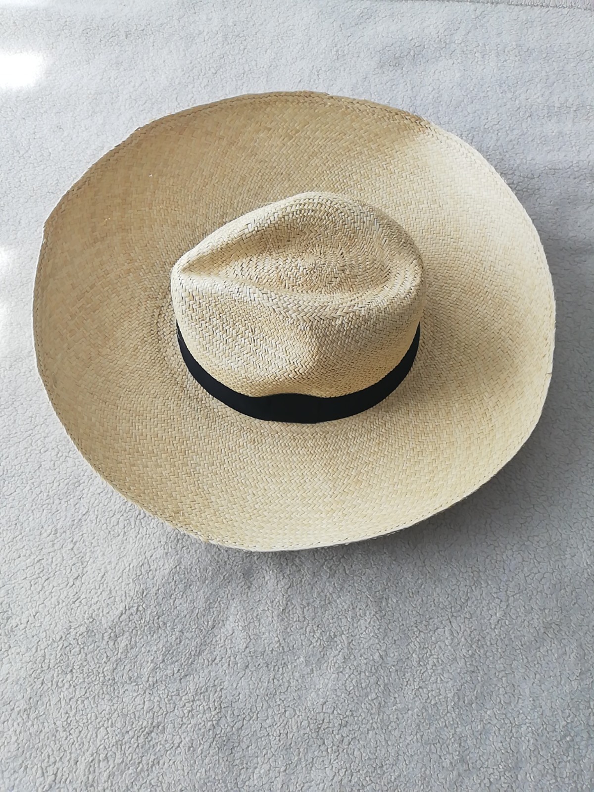 GENUINE ECUADOR HAT “PANAMA HAT” 100% TOQUILLA STRAW LARGE 60Cm CLASSIC BEIGE