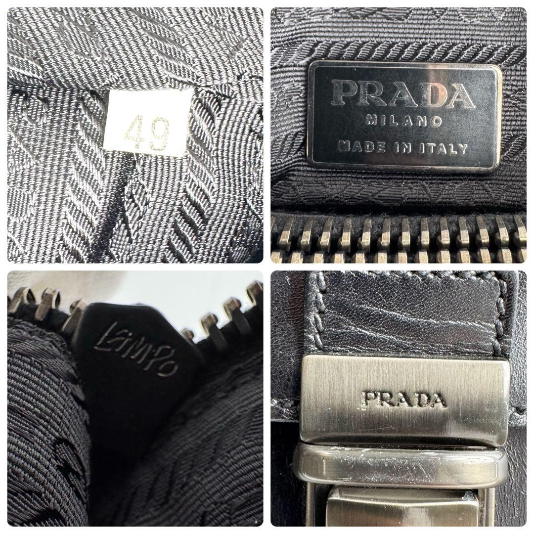 PRADA Black Leather Briefcase Business Bag Handbag Italy Office Laptop NERO