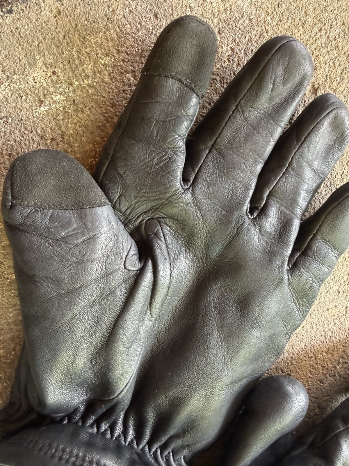 HESTRA Mens Black JOHN Insulated Ribbed Cuff Leather Gloves 9