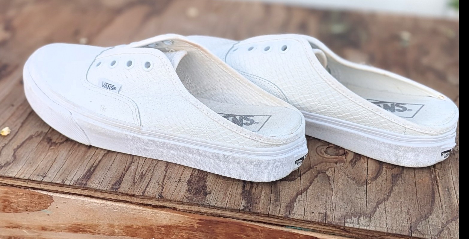Vans Authentic Mule White Blanc Leather Python VN0A54F77NR Women Size 7.5
