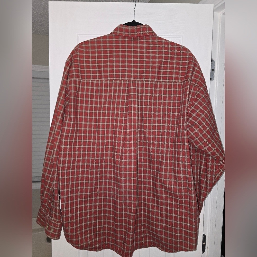 Haggar Forever New Men’s Red, Brown, Tan Plaid Shirt Size XLarge