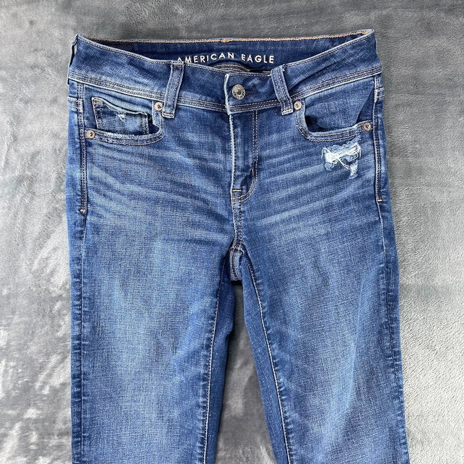 American Eagle Womens Jeans Blue Size 0 Reg Kick Boot Denim Medium Wash