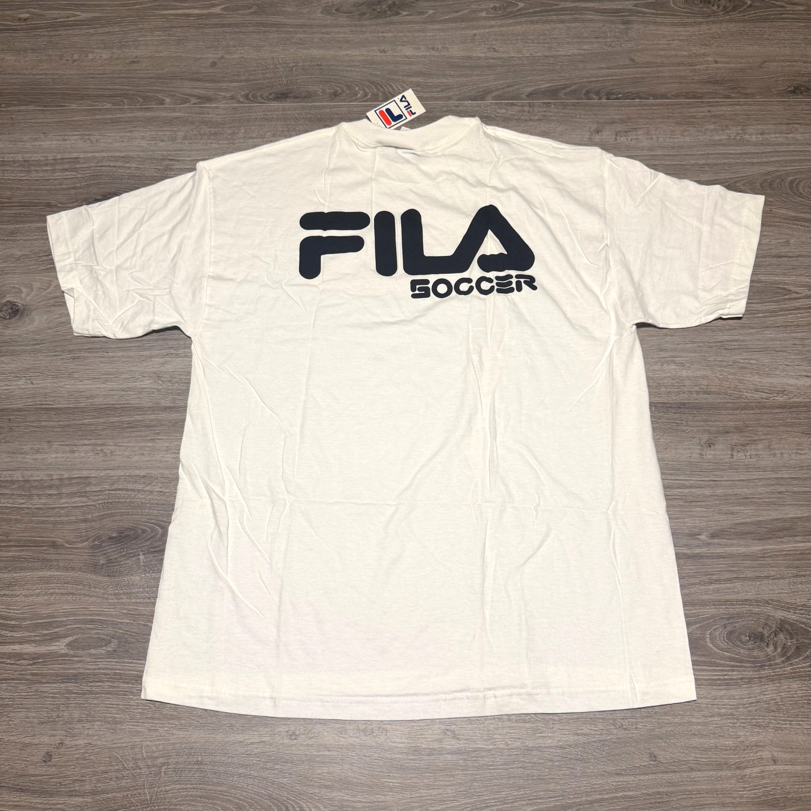 NEW Vintage 90s FILA SOCCER Football Blank White Cotton T-Shirt Size XL USA Made