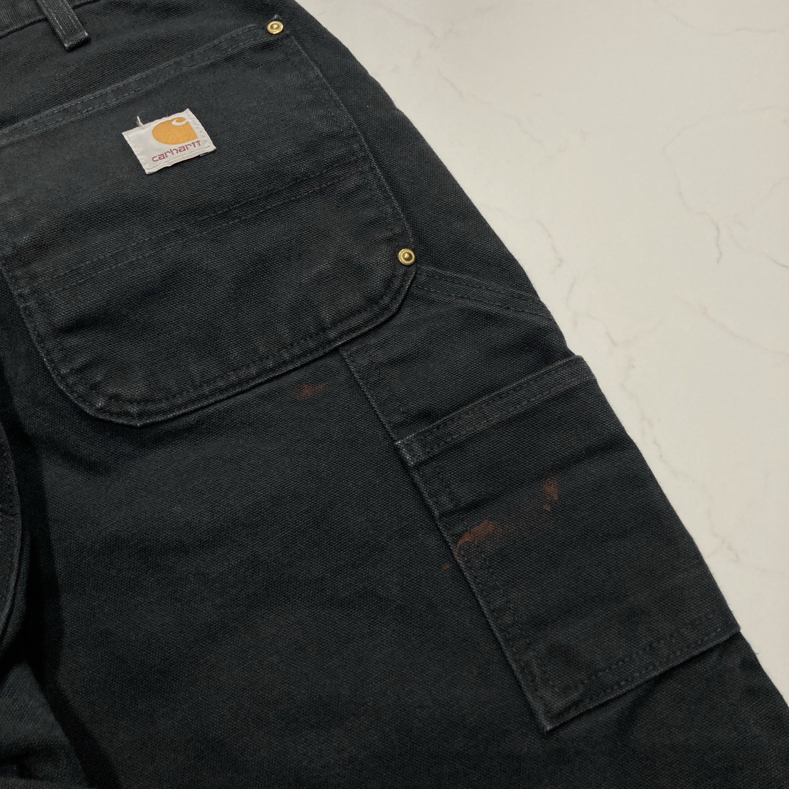 Carhartt B01 BLK Double Knee Work Pants Mens 34×32 (Fits 33×31) Distressed
