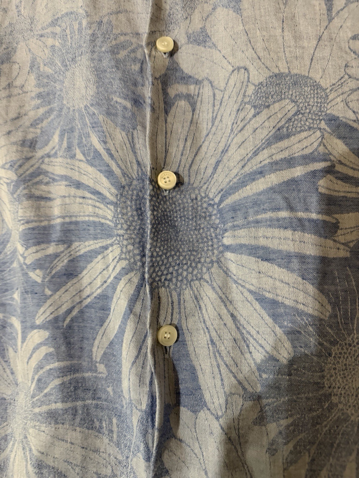 Baird McNutt Murano Men’s L Slim Fit Blue Floral Linen Long Sleeve Button-Up