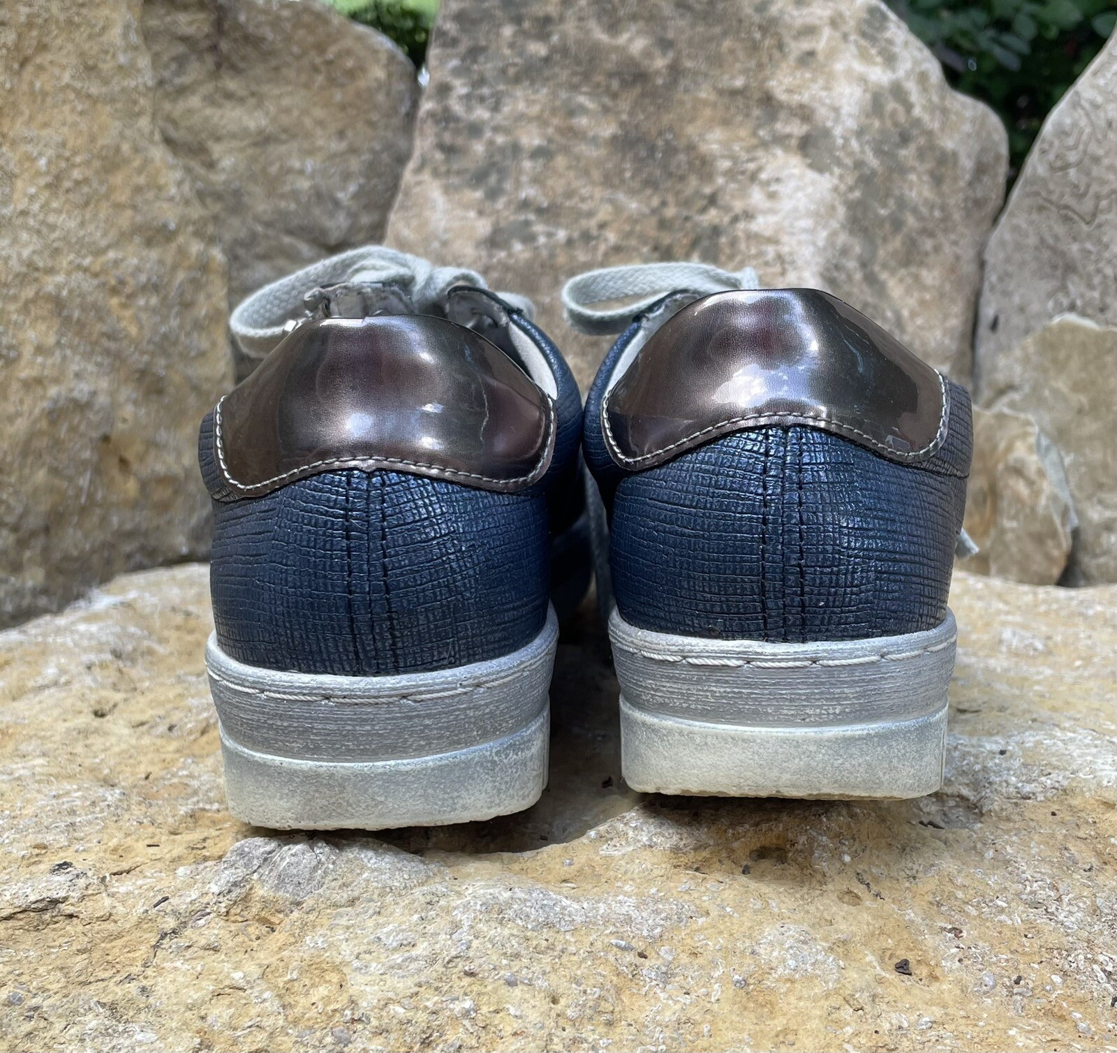 Remonte Liv Sneakers Womens Size 7 EU 38 Metallic Perforated Mesh and Leather
