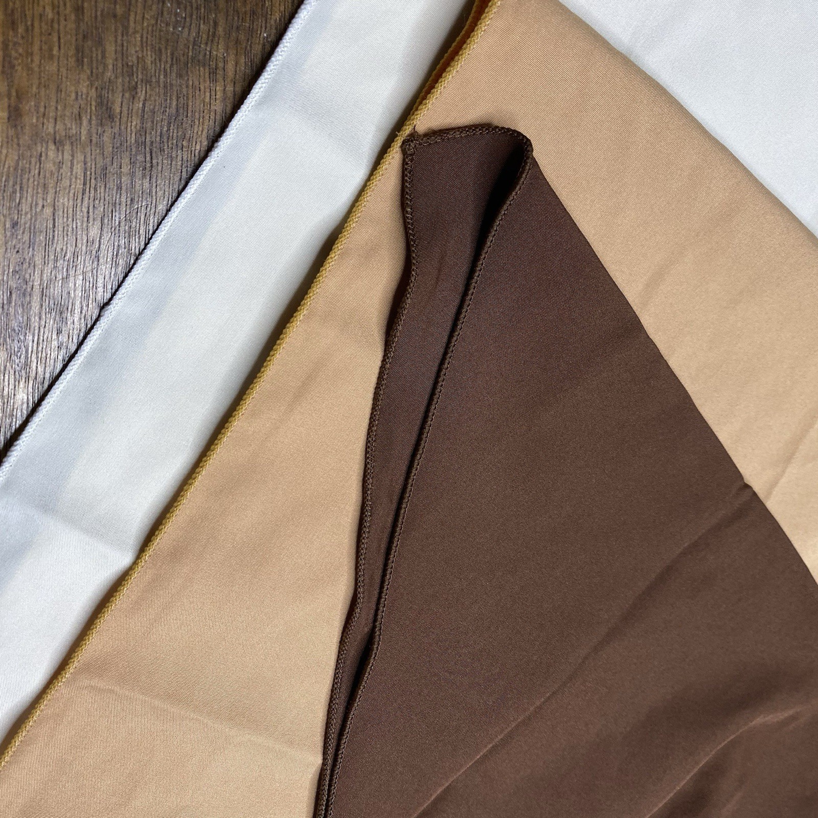 Womens Head Scarf Bandanna Triangle Set Of 3 Beige Brown Cream Neutral Tone