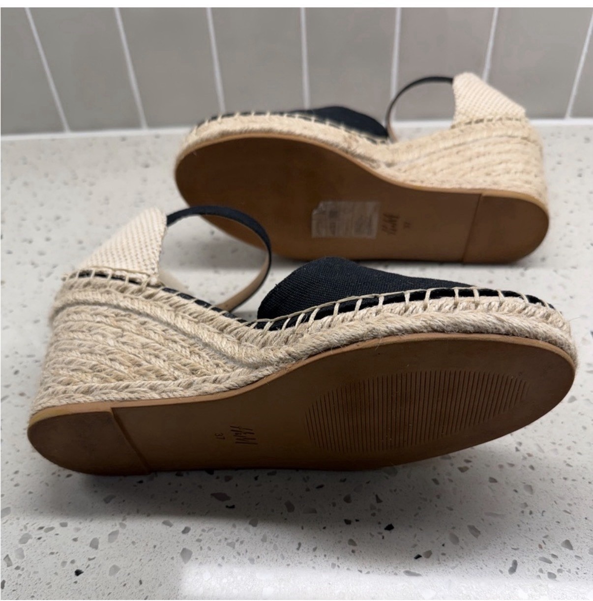H&M Espadrilles Black Sandals Ankle Strap Women’s 37 (7 US)