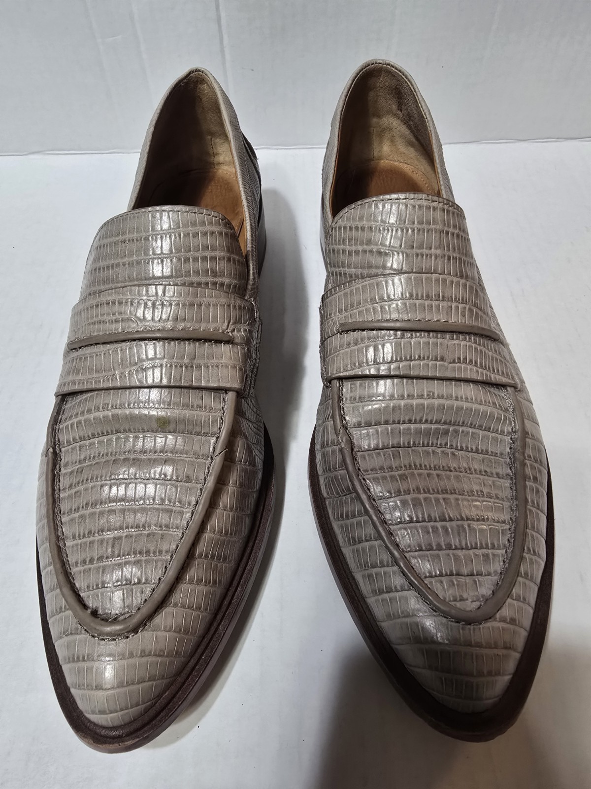FRANCO SARTO Women’s Beige Lizard Embossed Slip-On Pointed Toe Loafer Flats 9.5