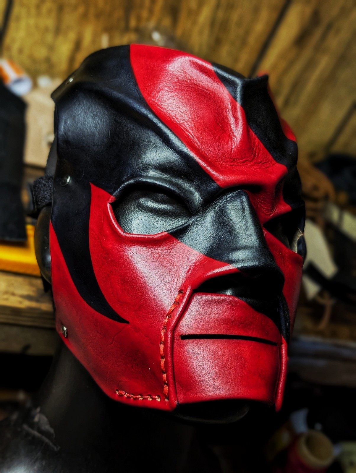 * MTO* Leather Kane 2002 “Chef Boyardee” KaneCustom Wrestling Mask Replica Wwf