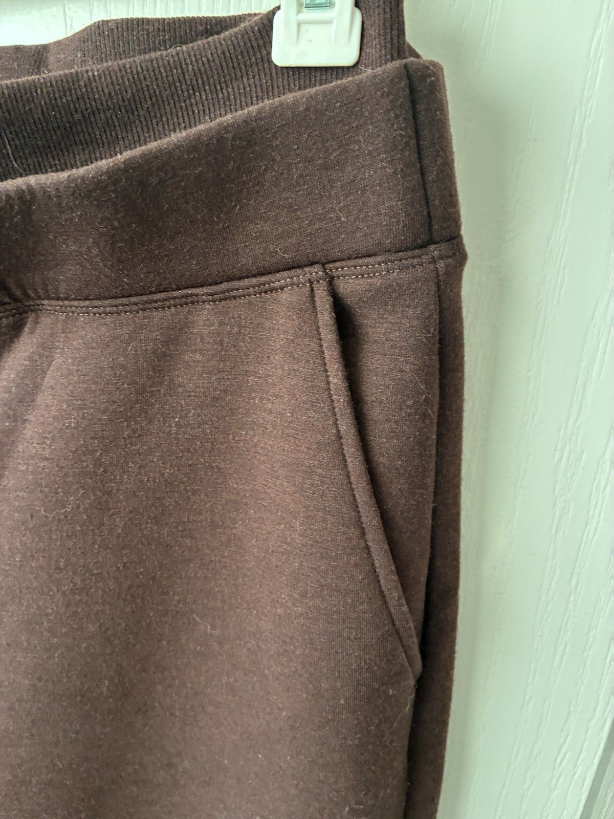 OGLmove FuzzLuxe Double Waistband Pants Brown Size Medium Straight Leg Pockets