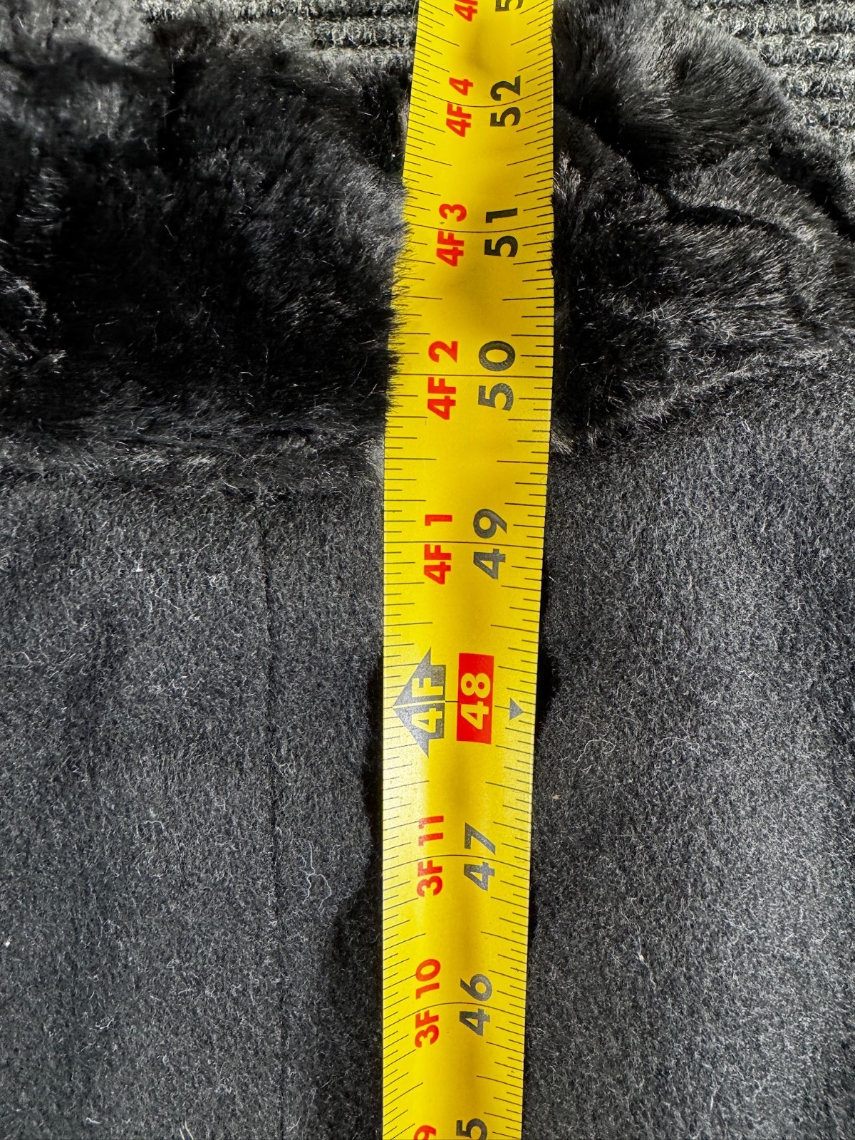Portfolio Perry Ellis Overcoat Womens 10 Black Wool Single Vented Faux Fur Trim
