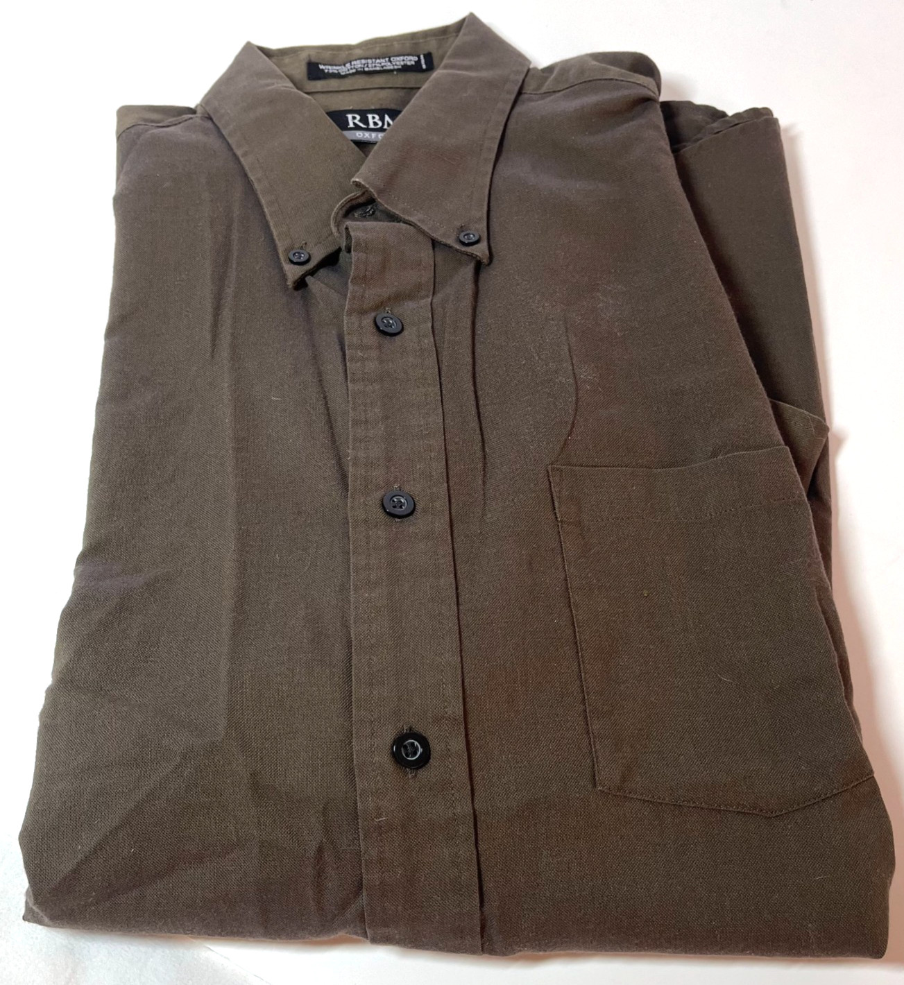 RBM Oxford Wrinkle Resistant 16.5 32/33 Brown Button Down Men’s Dress Shirt