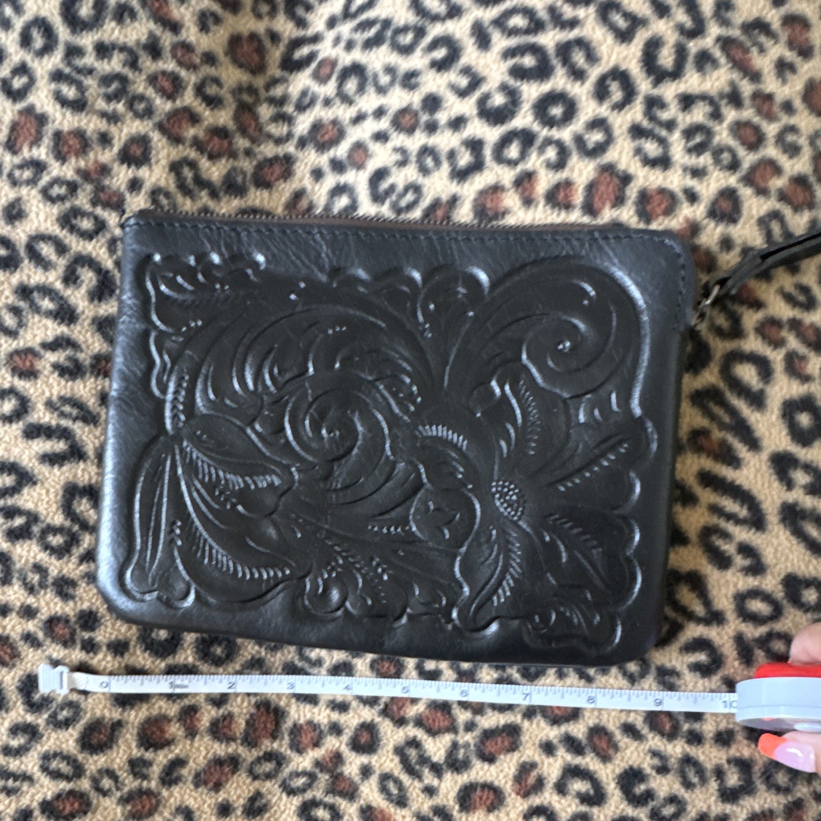 Patricia Nash Black Zip Wristlet Clutch w/ Wrist Strap