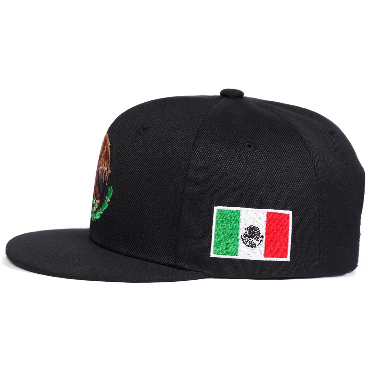 Mexico Flag Snapback Hat Eagle Embroidered New Flat Brim Cap Black Red Green