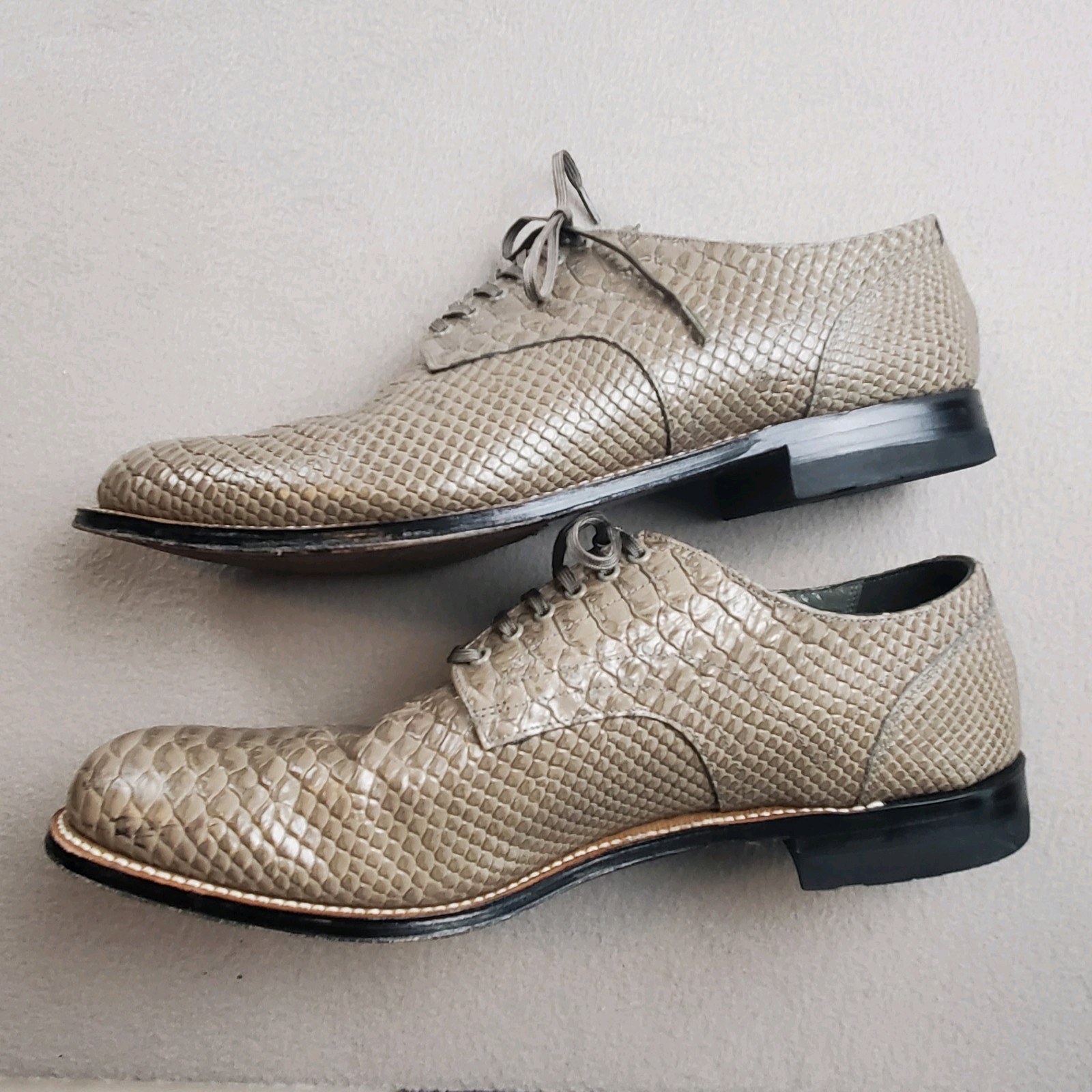 Stacy Adams Men’s Madison Gray Anaconda Leather Snakeskin Print Oxford Size 12 D