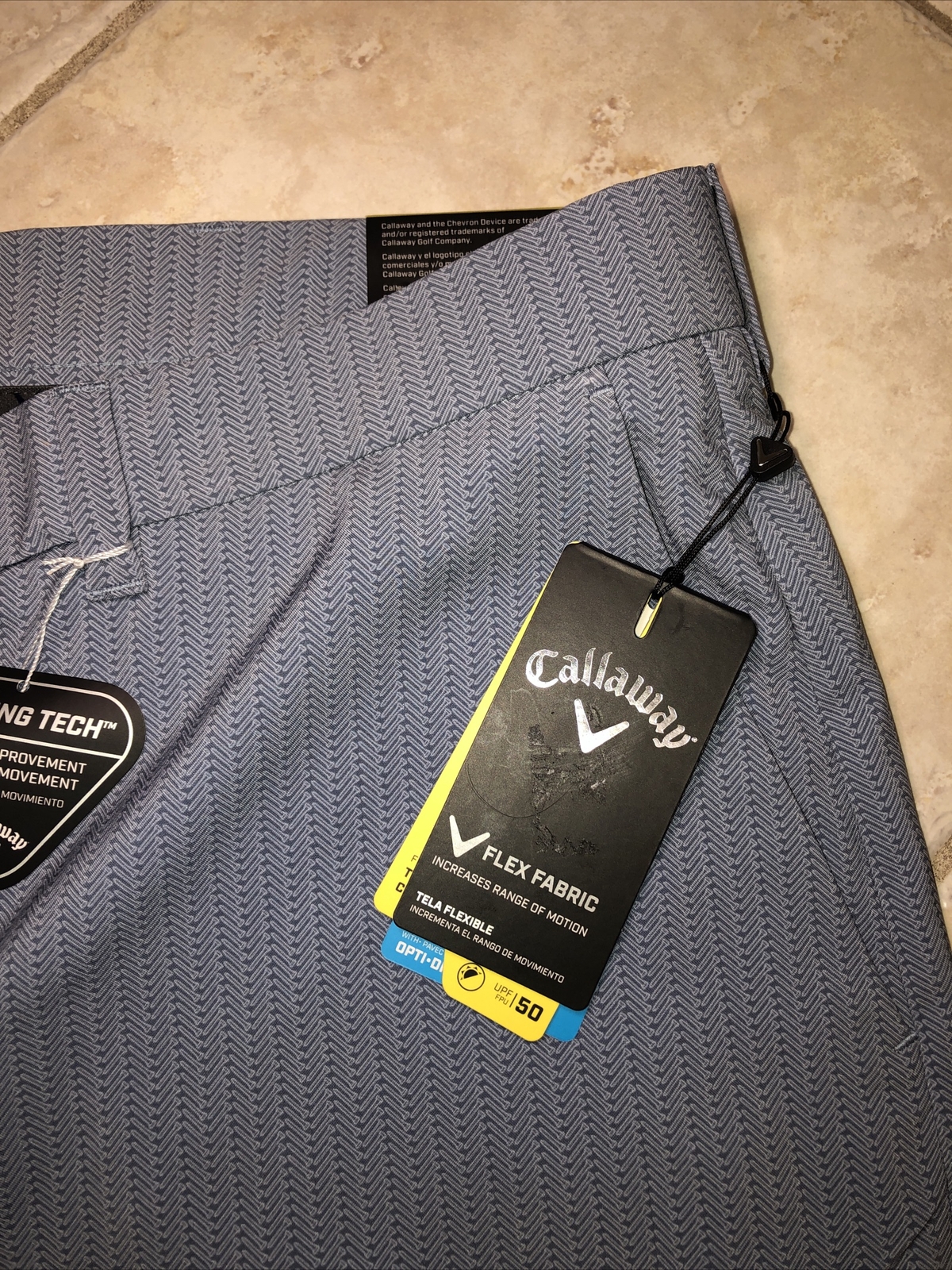 Callaway Stretch Shorts Flex Fabric Opti-Dri Mens 50B Geo Flint UPF 50 NWT $90