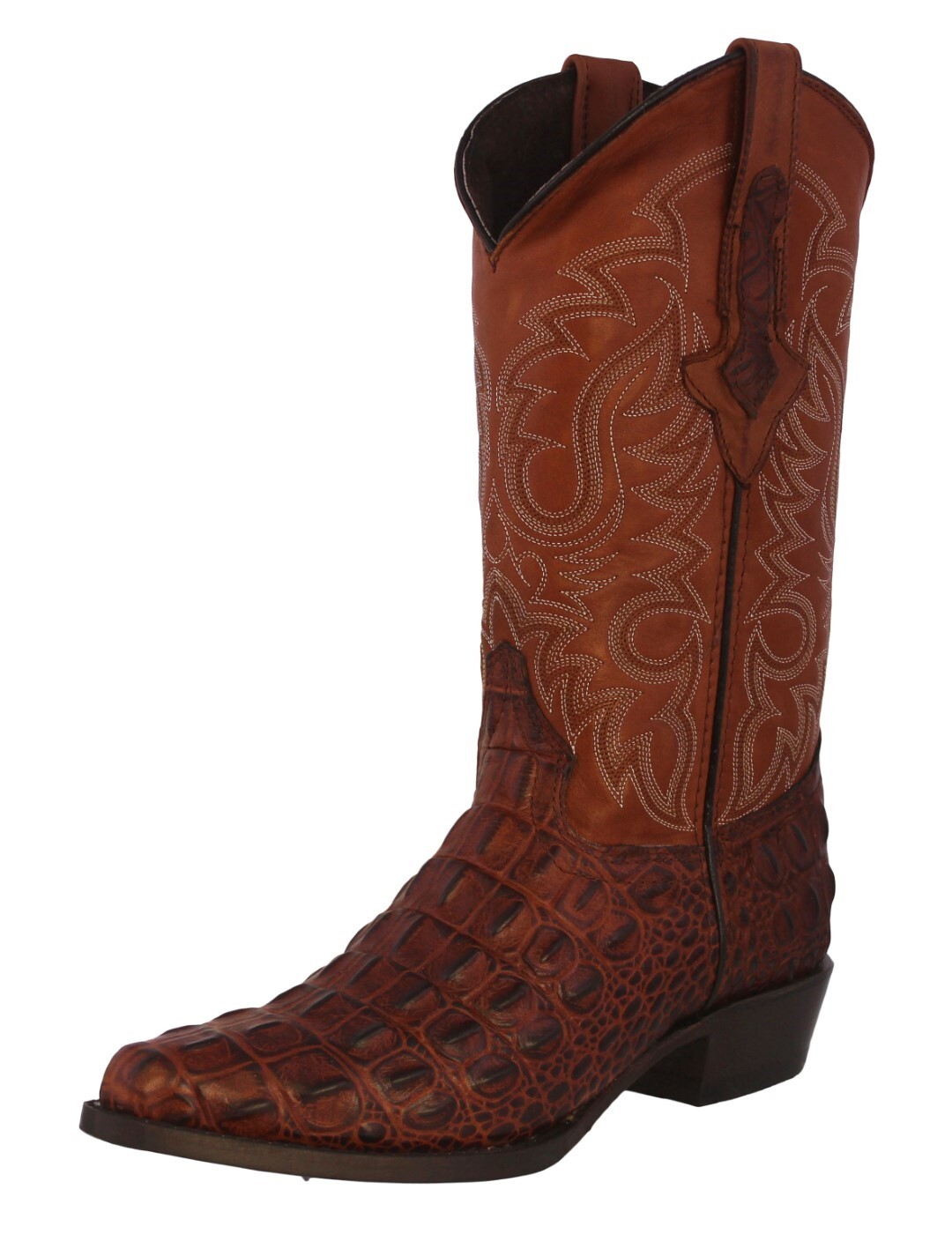 Mens Cognac Crocodile Alligator Pattern Genuine Leather Cowboy Boots J Toe Botas