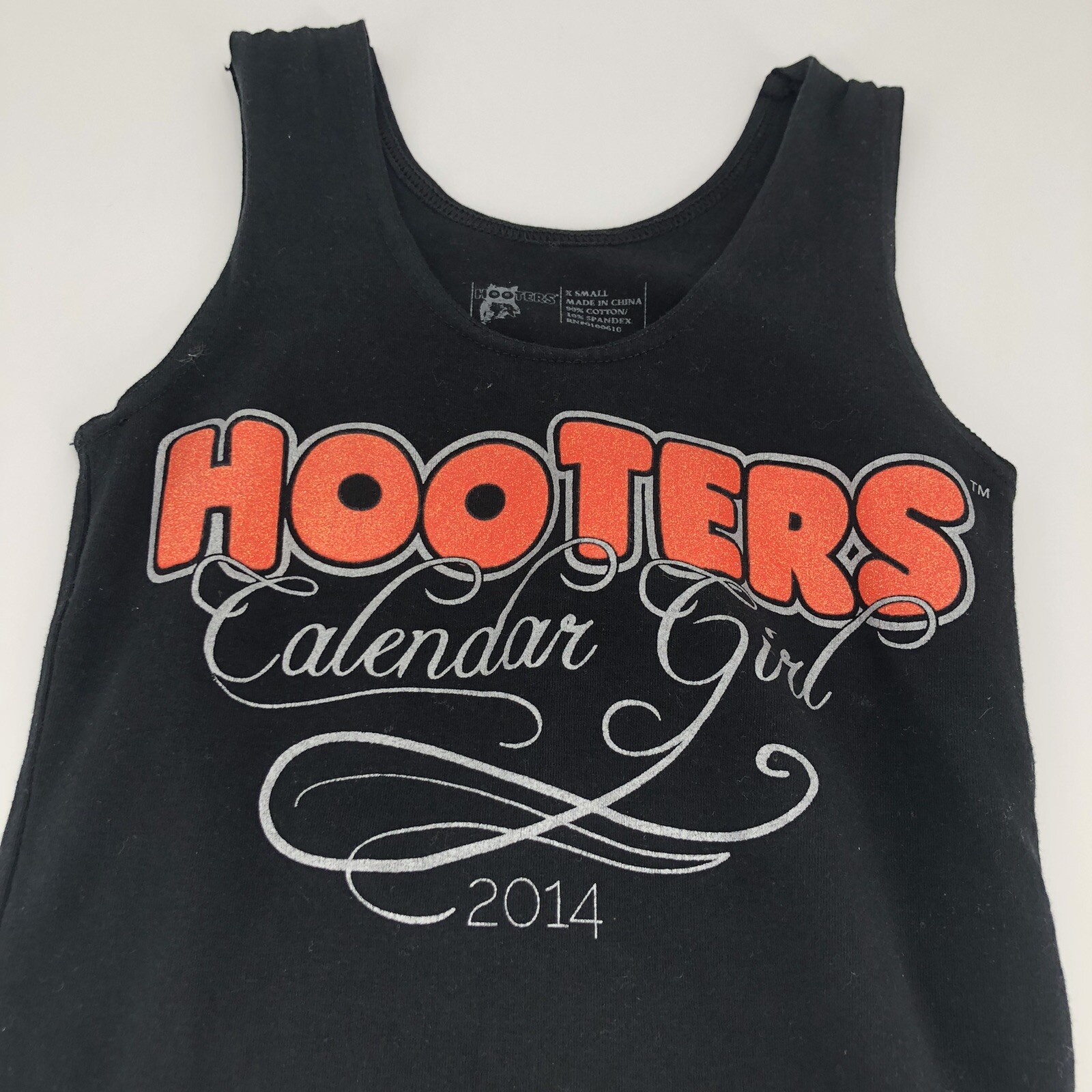 Rare 2014 Hooters Calendar Girl XSmall Black Tank Top Uniform Halloween Costume