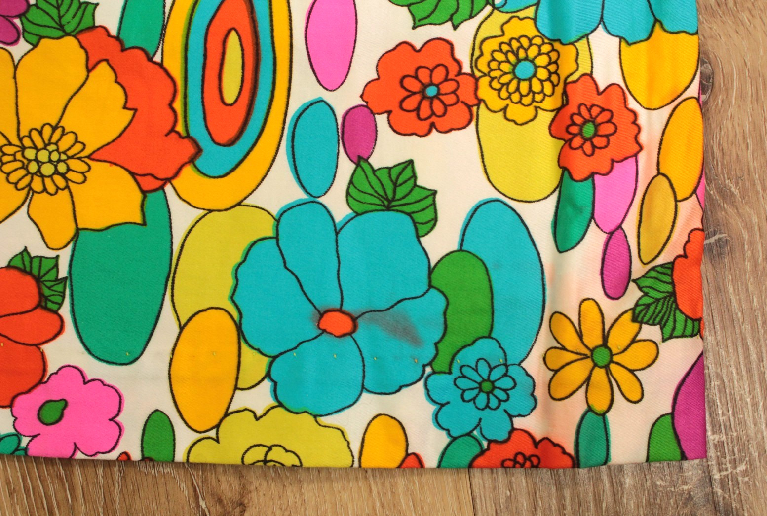 VTG 60s Bright Colorful Psychedelic Floral Sheath Dress Sz S/M 1960s John Abbott