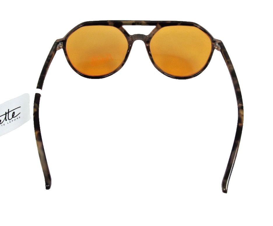 NANETTE LEPORE Tortoise Shell Plastic Aviator Sunglasses Amber Lenses NN483-TSAM