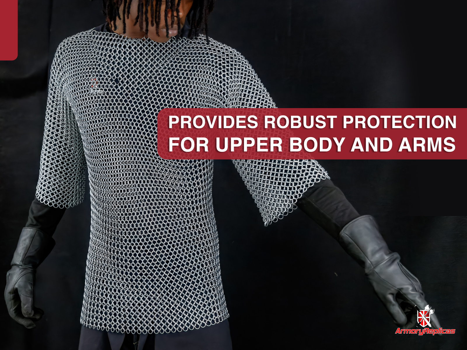 MEDIEVAL CHAINMAIL LONG SHIRT HAUBERGEON CHAIN MAIL ARMOR BUTTED REENACTMENT