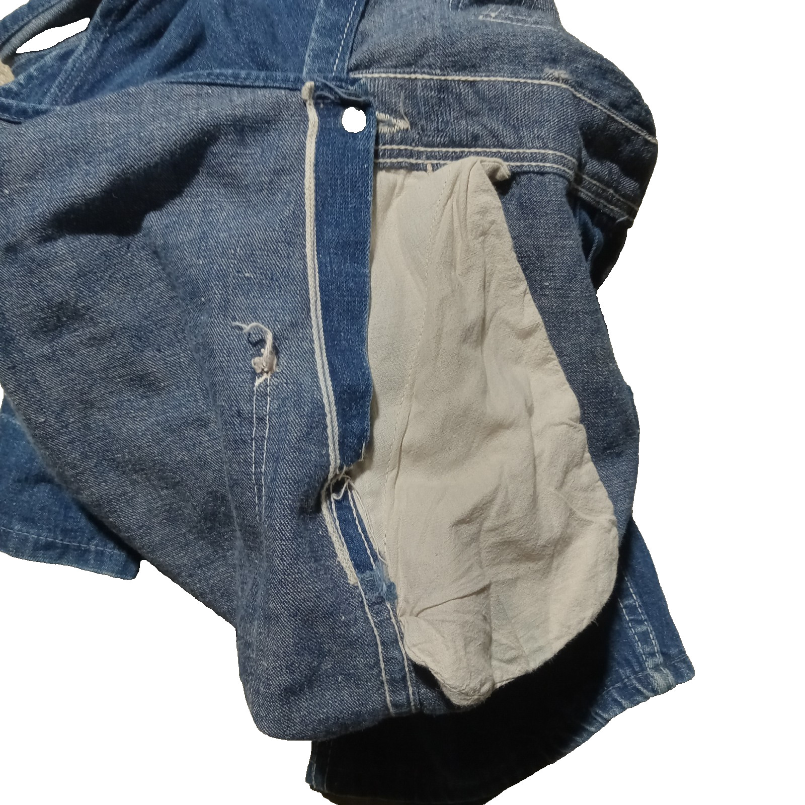 vtg OVERALLS SELVEDGE TRACTOR BUTTONS Denim INDIGO boys youth RARE xxs USA made