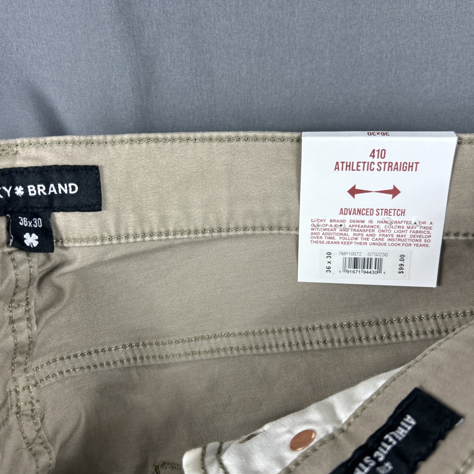 Lucky Brand Pants 410 Athletic Straight 36 x 30 Sandstone Khaki Cotton MSRP $99