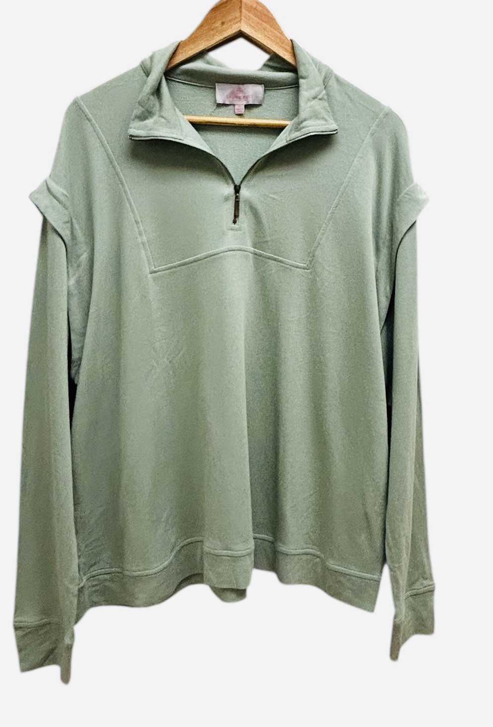 Laurie Felt Half-Zip French Terry Shirt XL Faded Sage Green Pullover