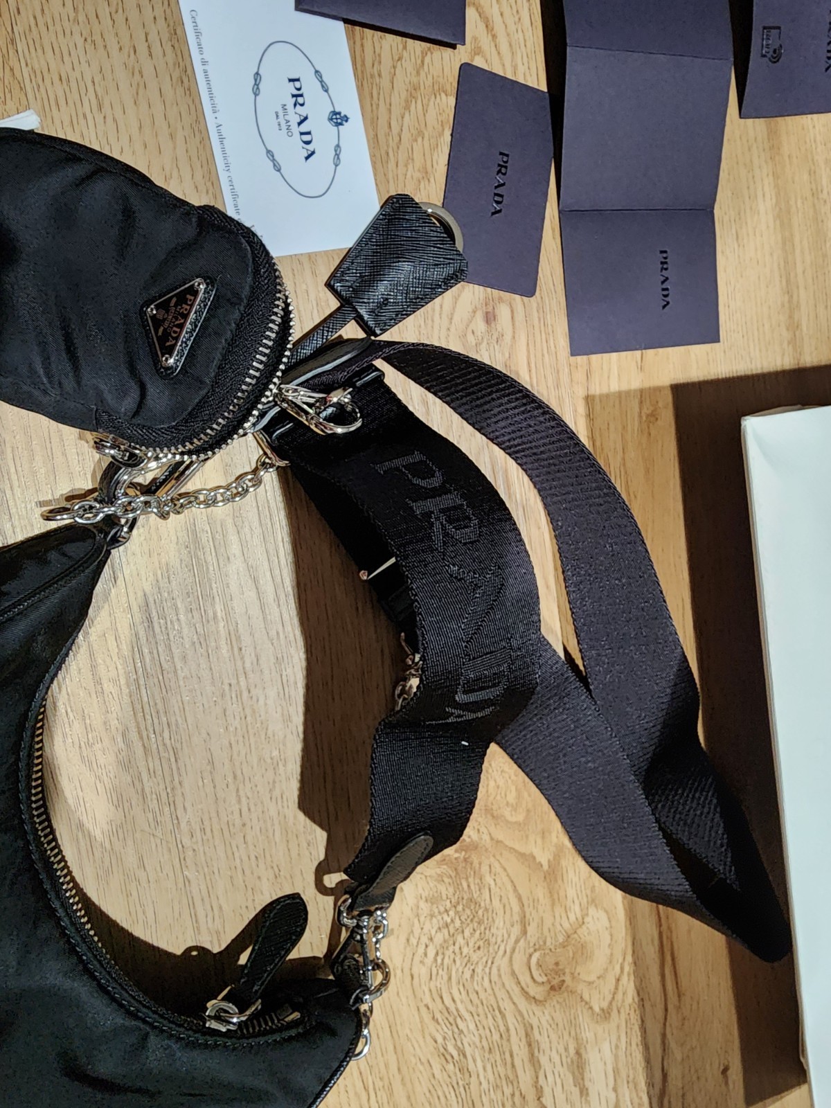 PRADA Re-Edition 2005 Crossbody Small Black Nylon W/ All Original Pieces