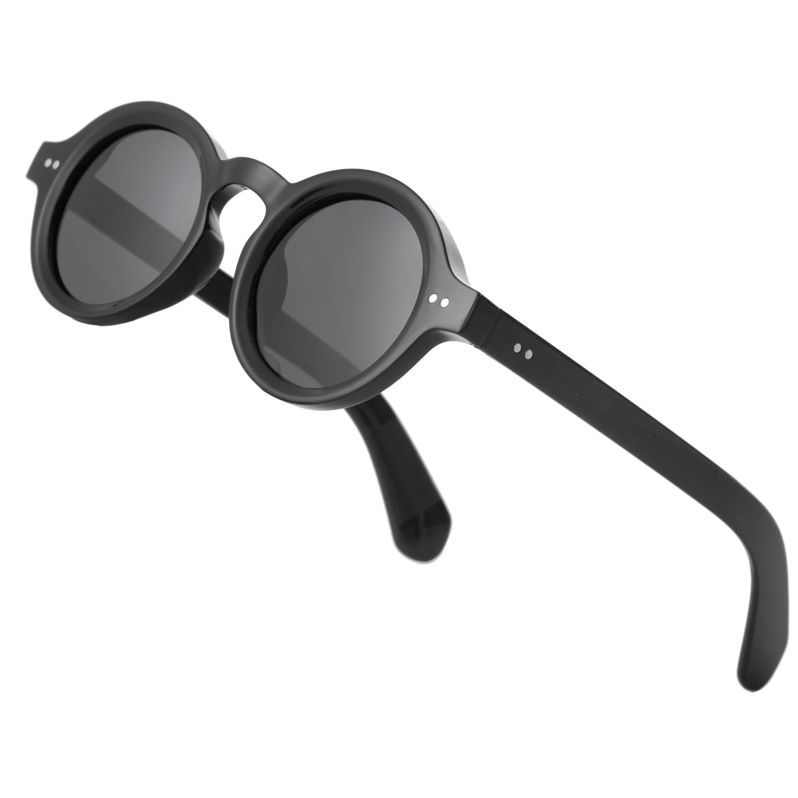 Teumire Trendy Round Polarized Sunglasses for Men Medium, A01 Black/Grey