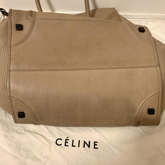 CELINE Luggage Phantom Tote Bag Handbag Shoulder Bag Leather Greige Authentic JP