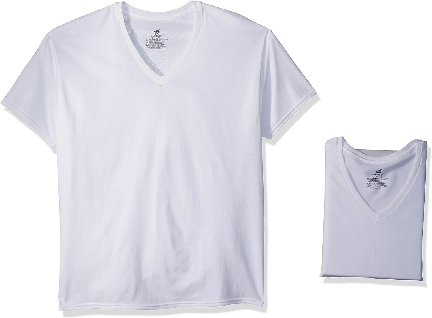 Hanes Mens V-Neck T-Shirt Pack Moisture Wicking Cotton Undershirts White