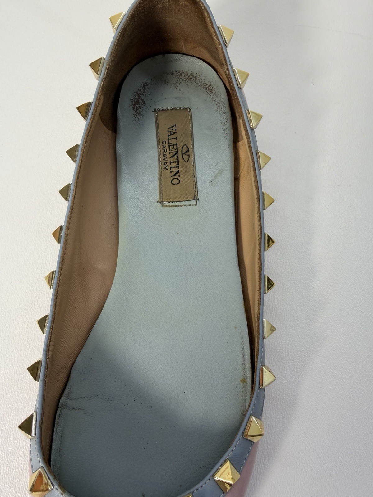 Valentino Garavani Pink Leather Rockstud Studded Pointed Toe Ballet Flats US 8