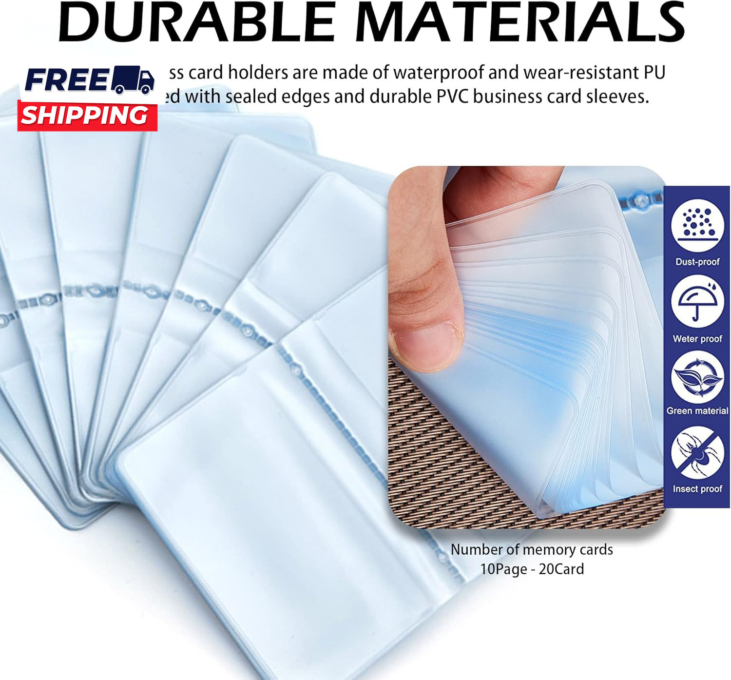Plastic Wallet Insert Credit Card Holder Transparent (10 Page 20 Slots 2 Pack)
