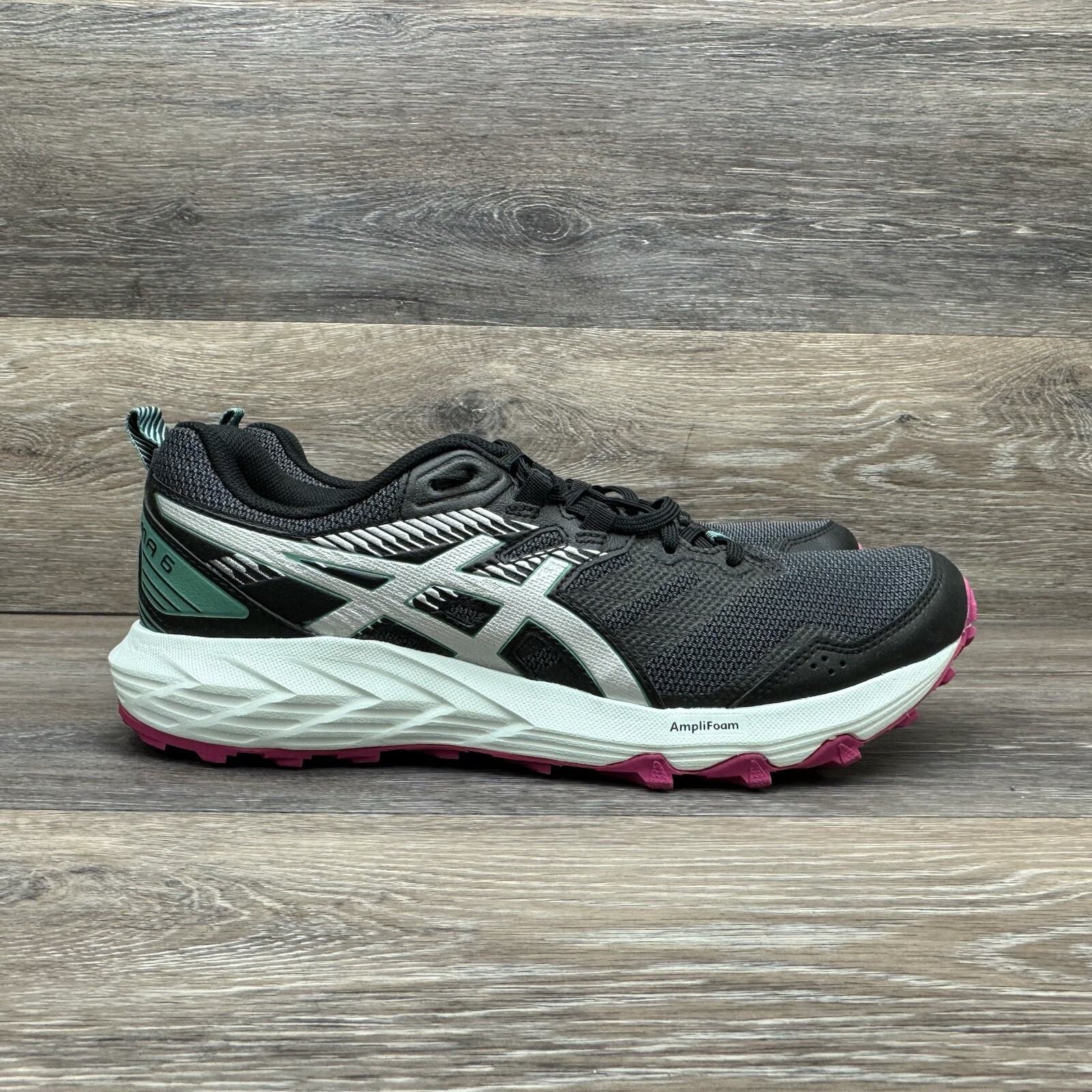 Asics Gel Sonoma 6 Shoes Women Size 11 Black Pure Silver Sneakers Trail Lace up