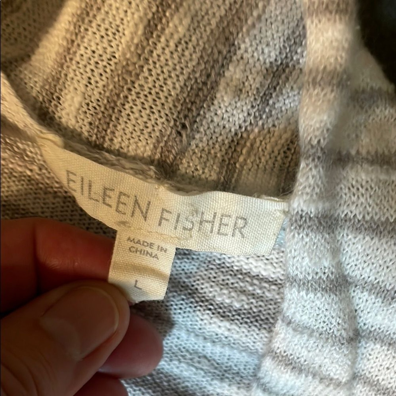 Eileen Fisher Striped Open-Front Women’s Sweater L