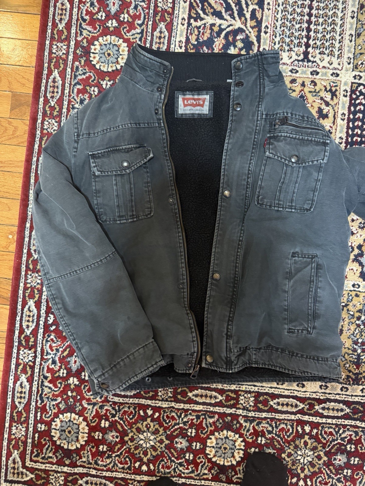 Men’s Medium Levi’s Heavy Duty Black Military Field denim Jacket Great Condition