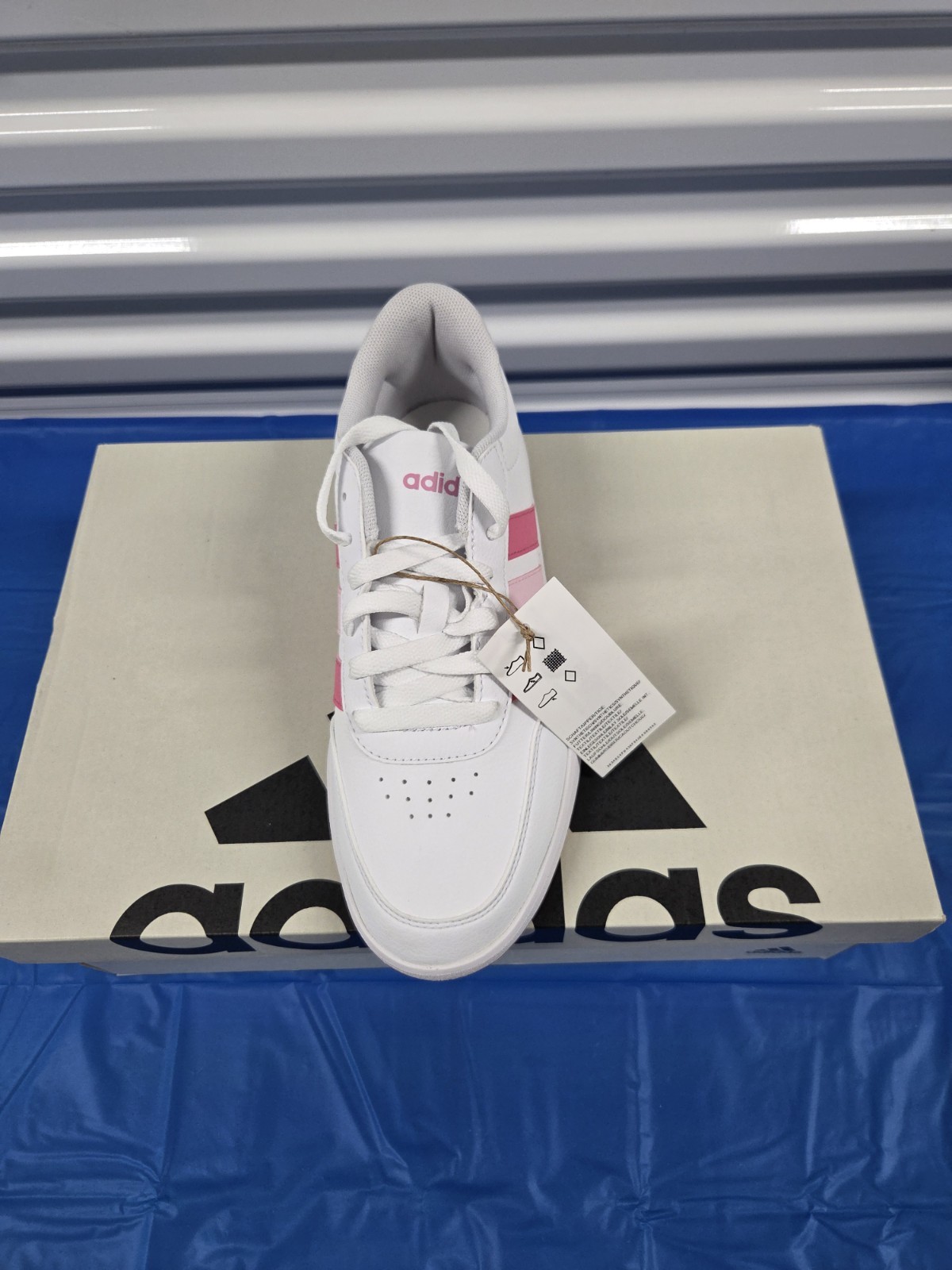 adidas Breaknet 3.0 J White/Pink Low Top Sneakers JR8444 US 5 EU 37 1/3