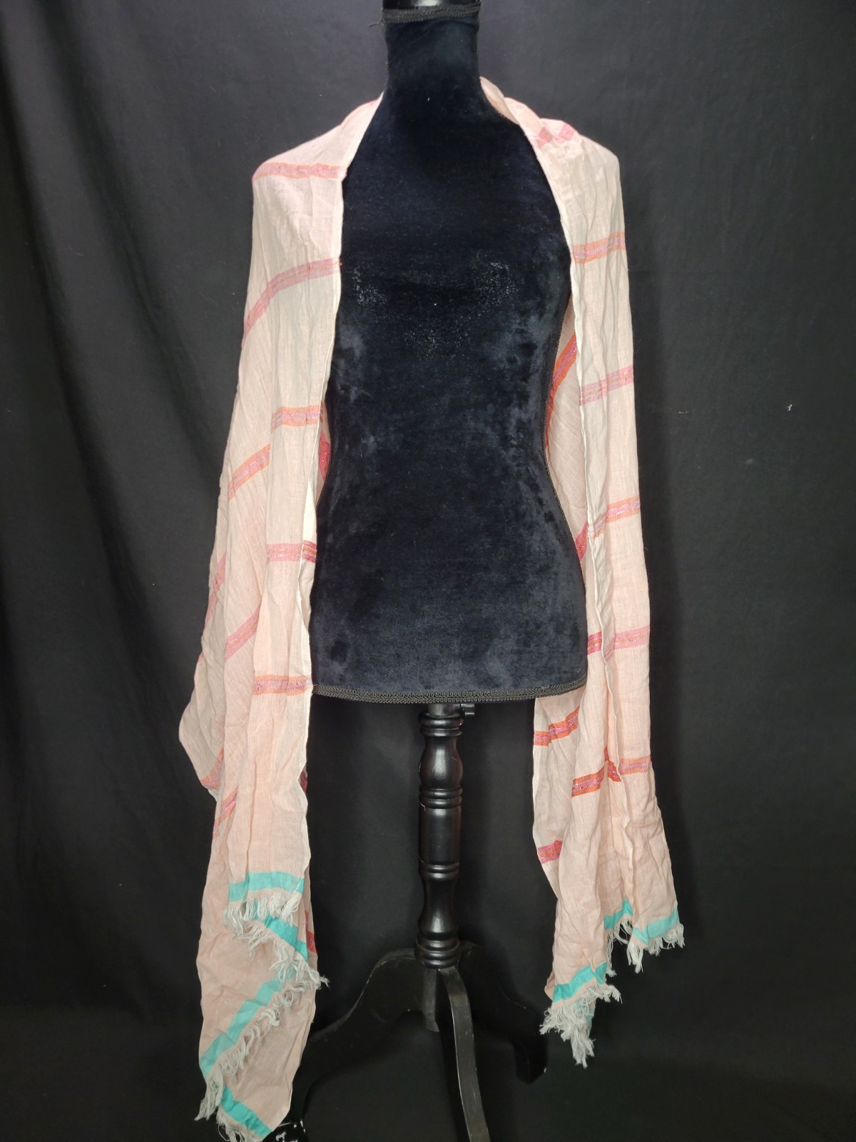 Echo Womens Cabana Strip Oblong Scarf Glittery Stripes Pink **NWT**