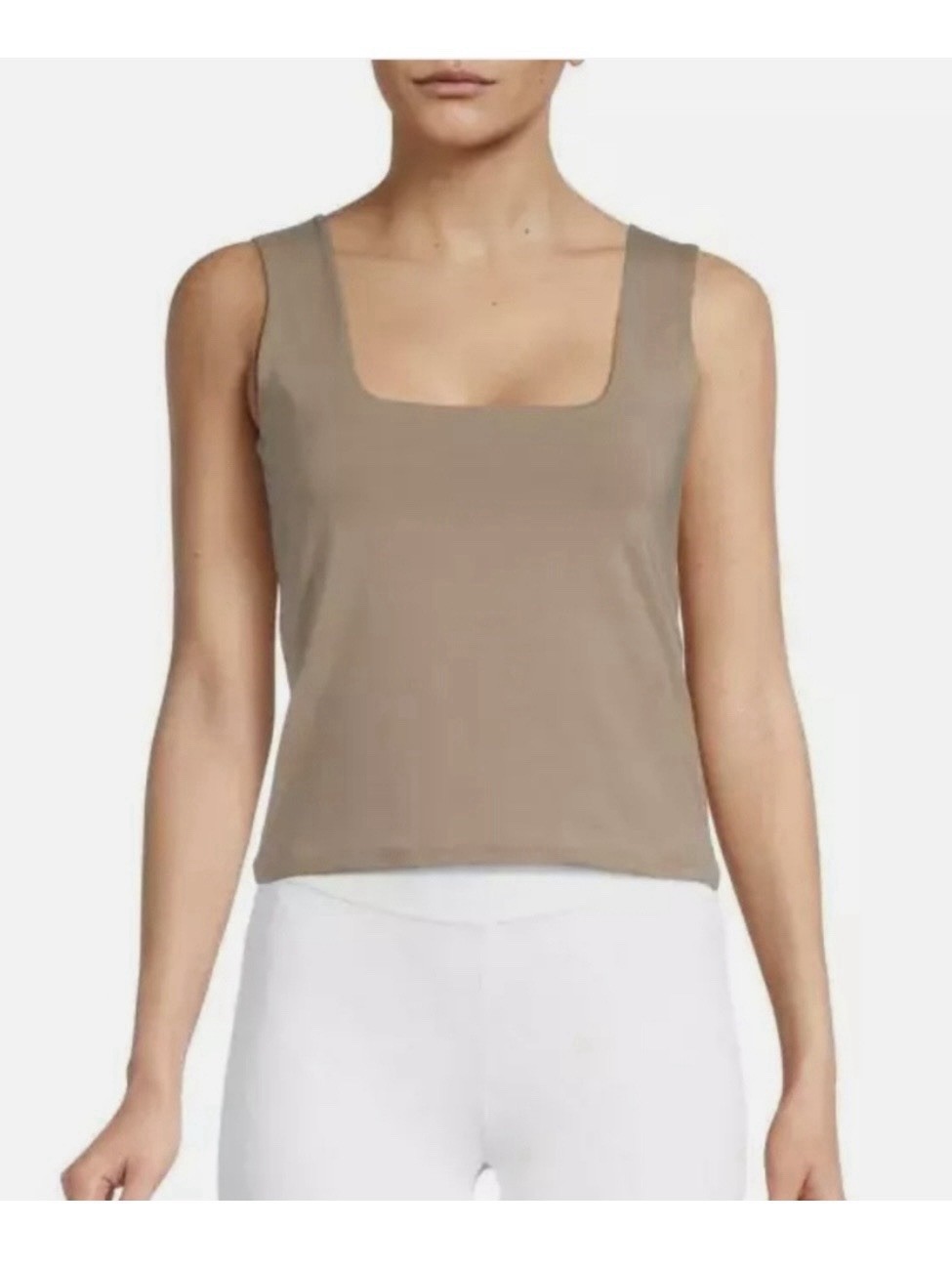 Vince Square-Neck Tank Top in Taupe XXS NEW