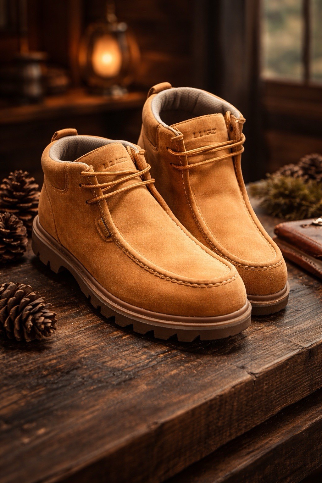 Lugz Tan Suede Men’s Chukka Boots Comfort Lace-Up Rugged Rubber Sole Casual