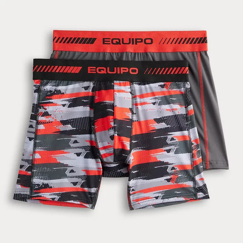 Men’s Equipo 2-pk. Boxer Briefs Size Medium Grey, Black And Red. NWT