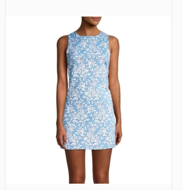 Alice+Olivia Blue Cornflower Floral Print Clyde A-Line Mini Dress Size US 12