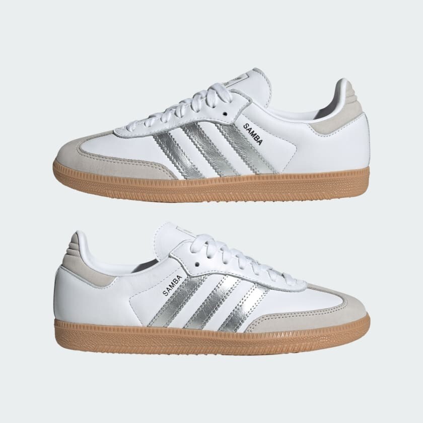 adidas Originals Samba OG JI2725 Cloud White / Silver Metallic Women’s Auth