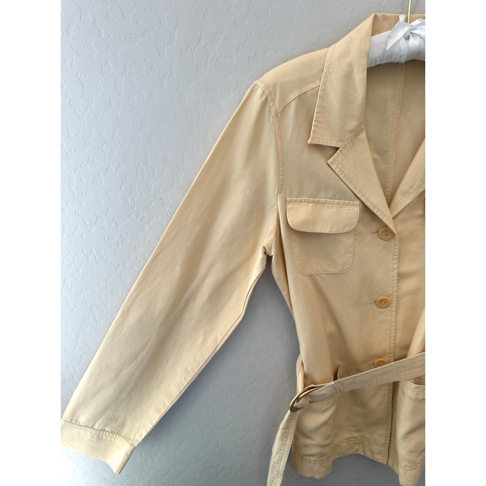 EDDIE BAUER Beige Belted Utility Jacket Safari Shirt Jacket | Size 10