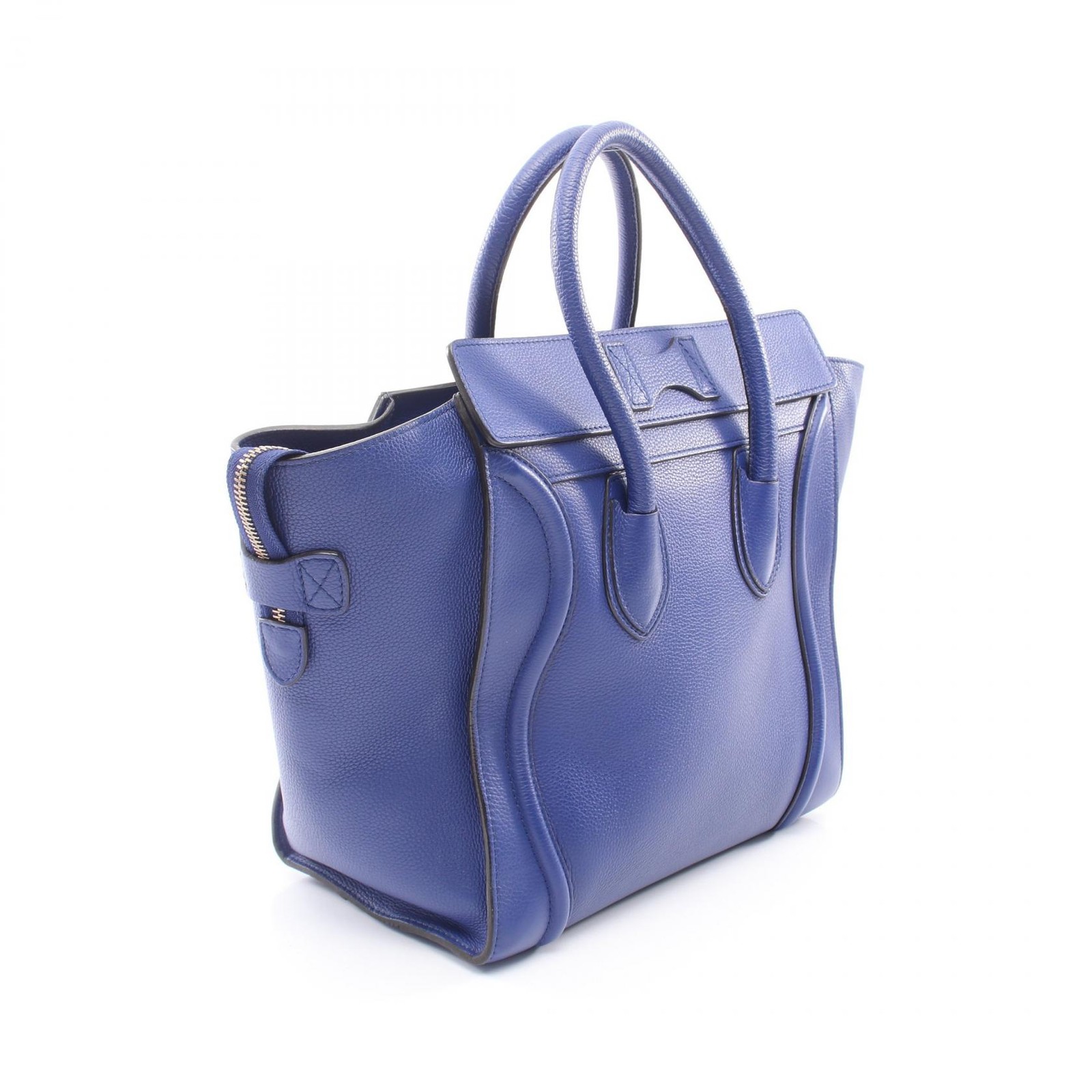 CELINE Luggage mini shopper Handbag 165213 leather Blue Used Women