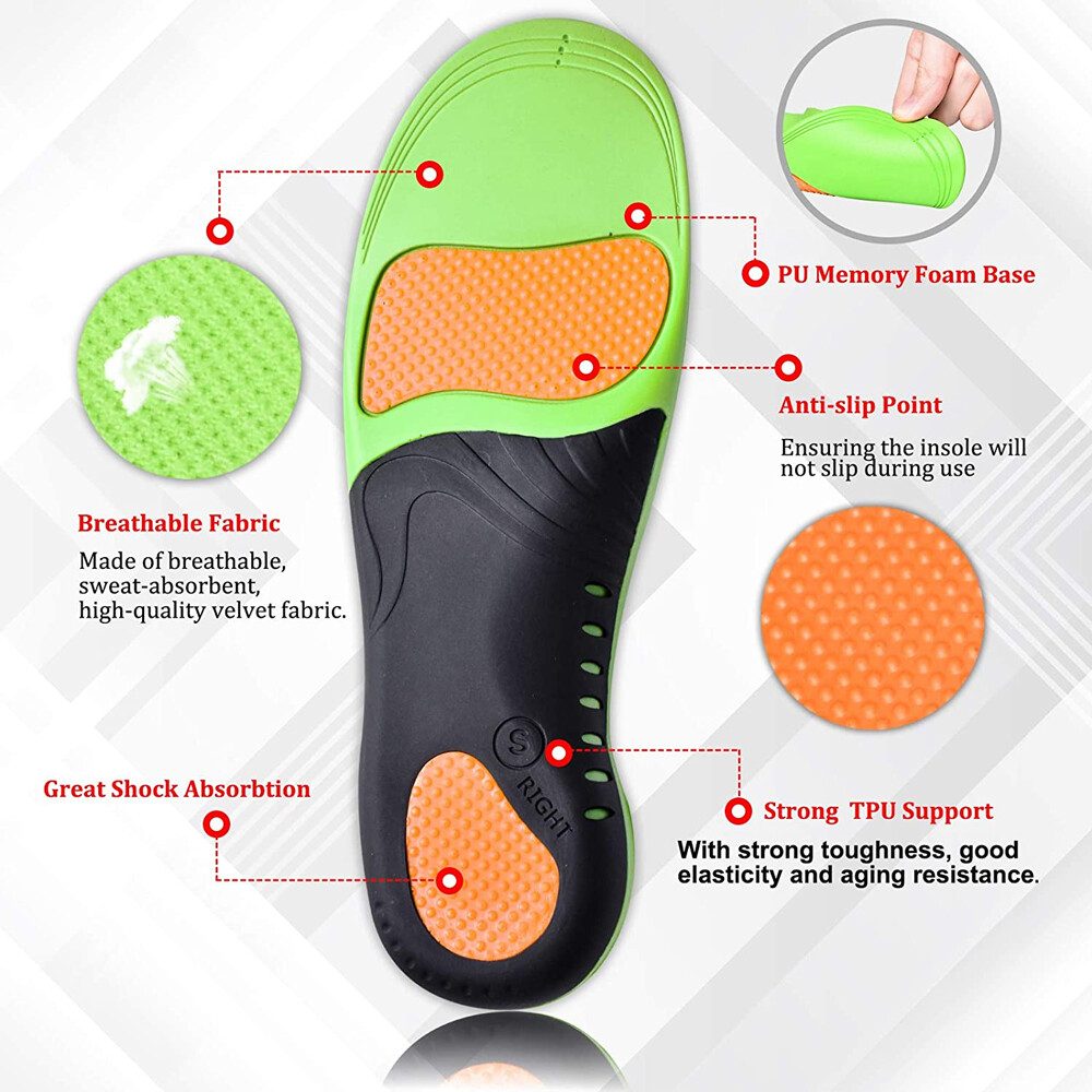 Pair Orthotic Shoe Insoles Inserts Flat Feet High Arch Support Plantar Fasciitis