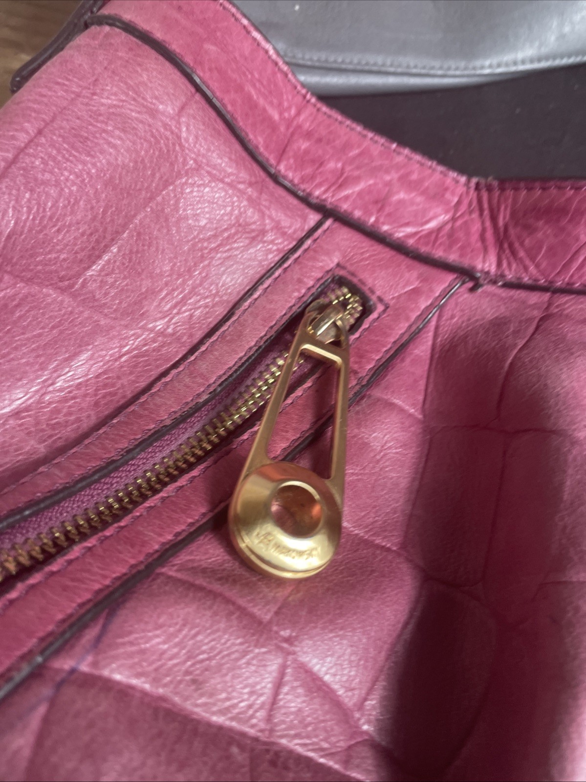 B. Makowsky Leather Shoulder Bag Hobo Purple With Gold Tone Hardware